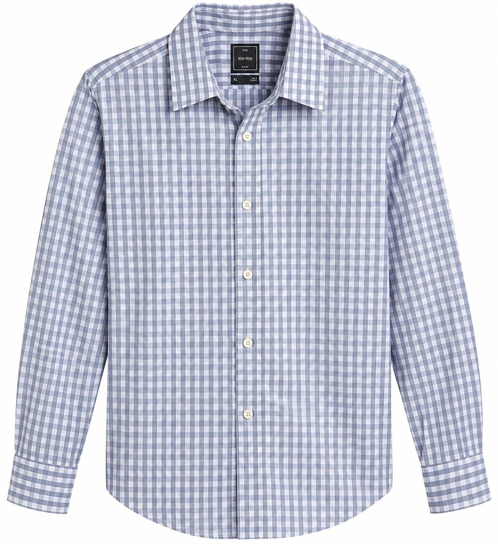 Gap Non-Iron Slim Fit Button-Down Shirt Men’s XL Blue Check Long Sleeve